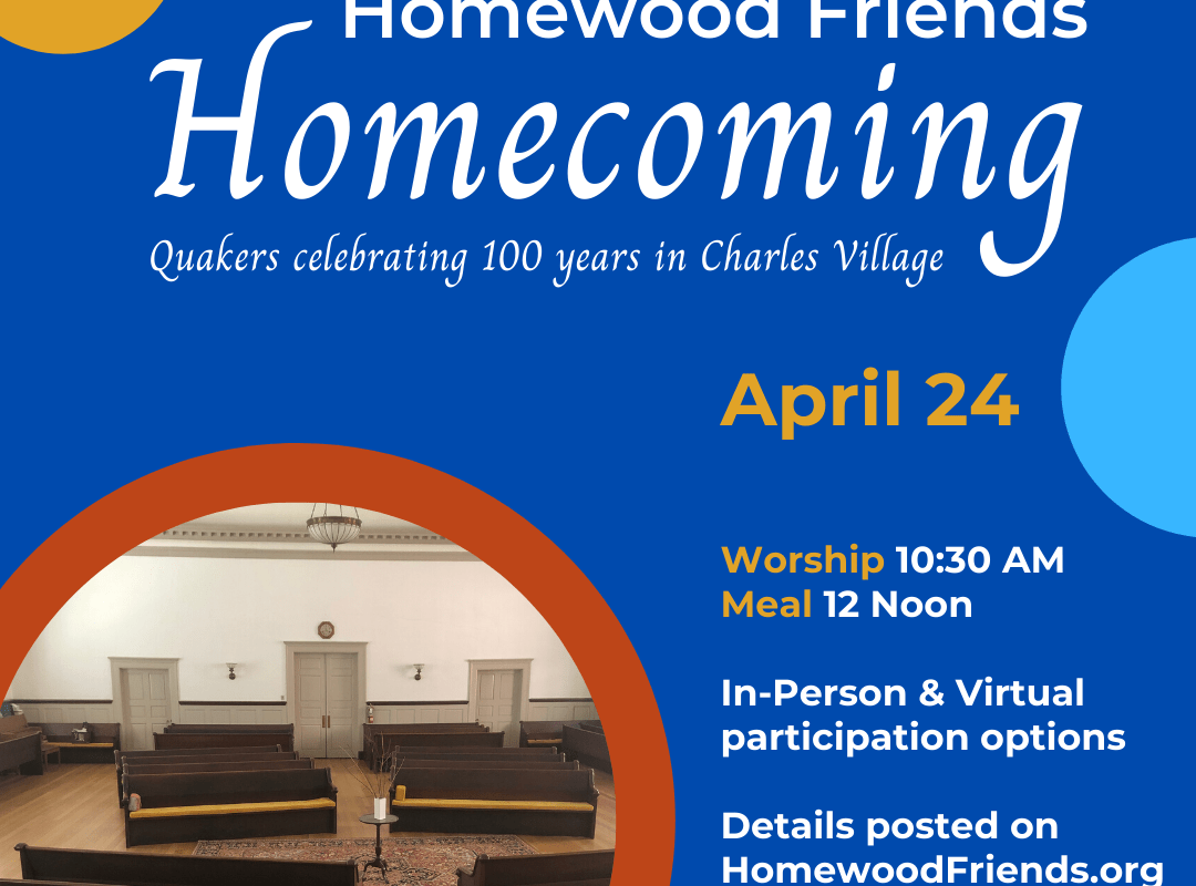 Invitation to Homecoming Event April 24 with image of the meeting room